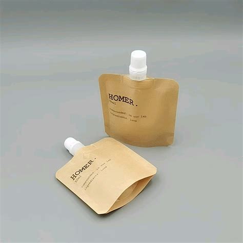 Custom Printed 50ml Kraft Paper Spout Pouch Skincre Sample Stand Up Packaging Bags Buy Powder