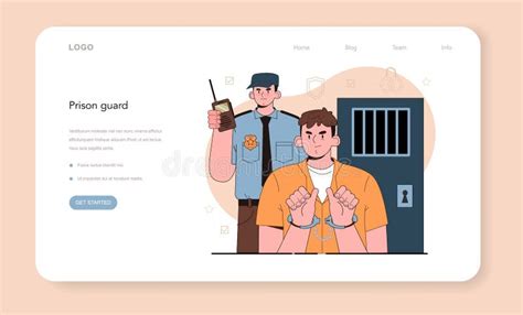 Prison Guard Concept Police Officer Convoying Angry Arrested Criminal