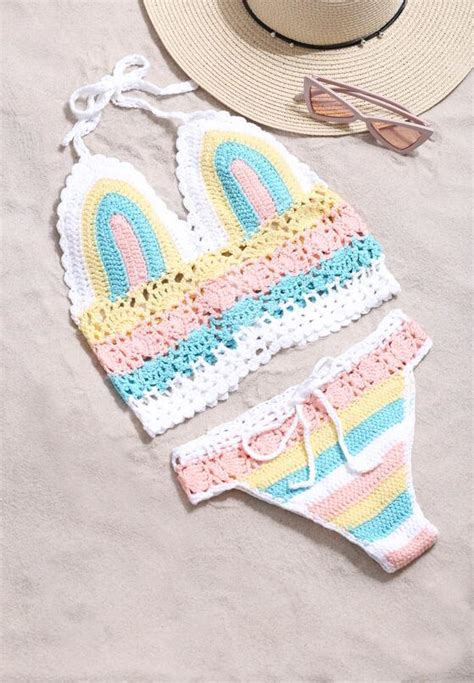 Biało Różowe Bikini Sunbathe Born be