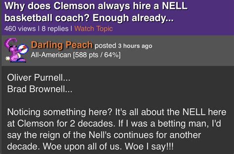 Message Board Geniuses On Twitter No More Nells At Clemson