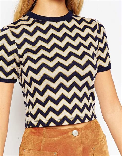 Asos Cropped T Shirt With Large Zig Zag Stripe At Asos Crop