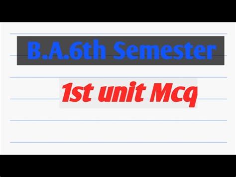 B A Th Semester St Unit Mcq English Literature Ba Th Semester