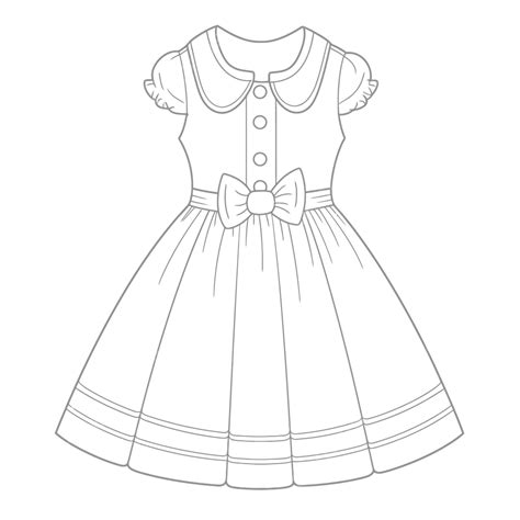 Cute Dress Coloring Page Outline Sketch Drawing Vector 49 Off