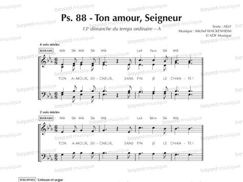 Chantons En Eglise Psaume Ton Amour Seigneur Sans Fin Je Le Chante