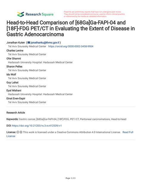 PDF Head To Head Comparison Of 68Ga Ga FAPI 04 And 18F FDG PET CT