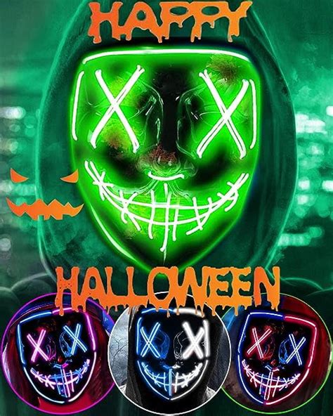 Halloween Scary Mask Cosplay Led Costume Mask EL Wire Light Up For