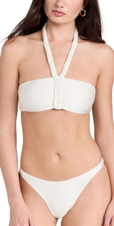 Patbo Jersey Sands Braided Halterneck Bikini Top In Off White 40 Off