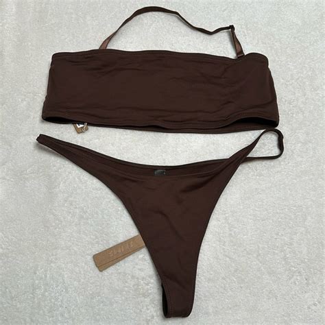 Skims Swim Skims Xl Thong Bandue Bikini In The Color Cocoa Brown