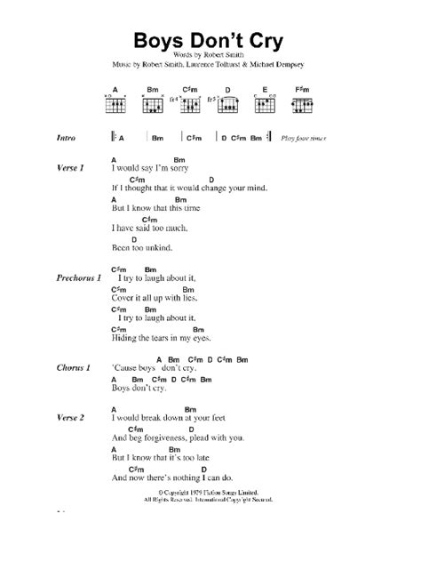 Boys Don't Cry by The Cure - Guitar Chords/Lyrics - Guitar Instructor