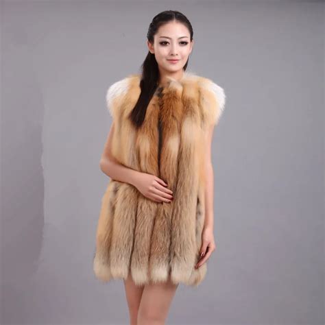 Genuine Red Fox Fur Vests Women S Winter Nice Silver Fox Fur