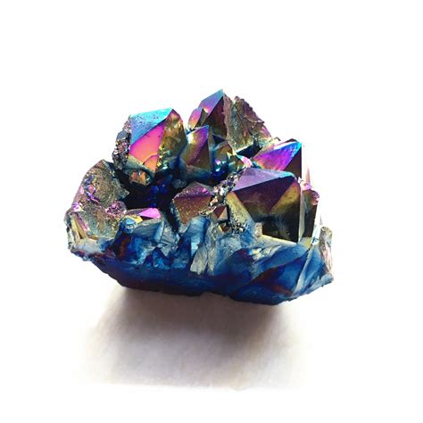 Unique Titanium Coated Rainbow Quartz Geode Cluster Specimen Etsy