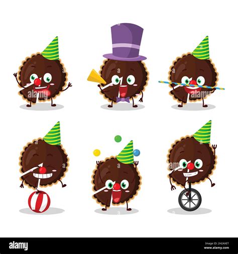 Cartoon Character Of Chocolate Tart With Various Circus Shows Vector