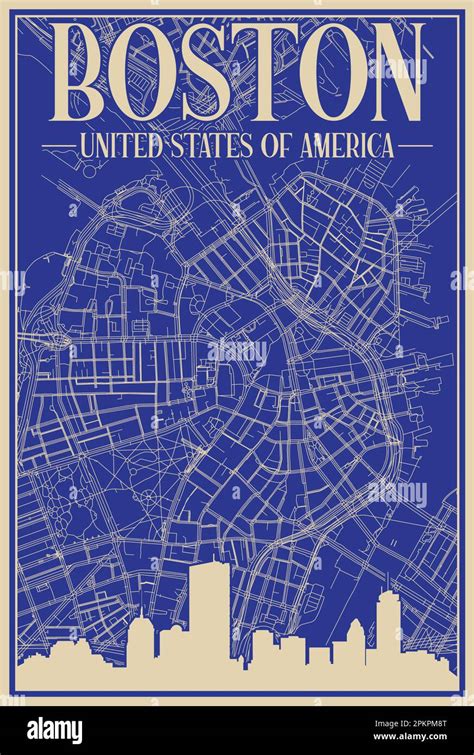 Road Network Poster Of The Downtown Boston United States Of America