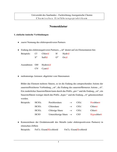 Übungen Nomenklatur Ws 201516