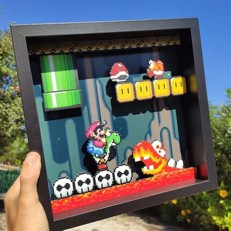 Super Mario And Yoshi Shadow Box Nintendo Shadowbox Game Etsy