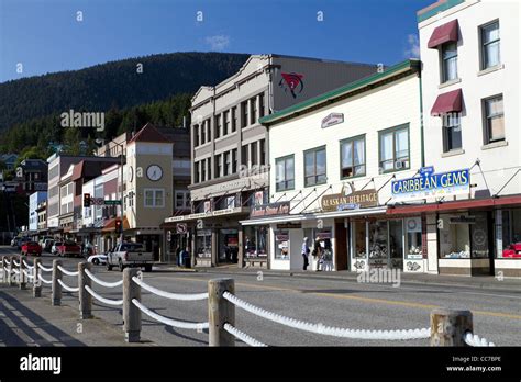 Historic Buildings Along Front Street Ketchikan Alaska Usa Stock
