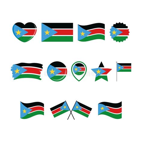 South Sudan Flag Icon Set Vector Isolated On A White Background Stock