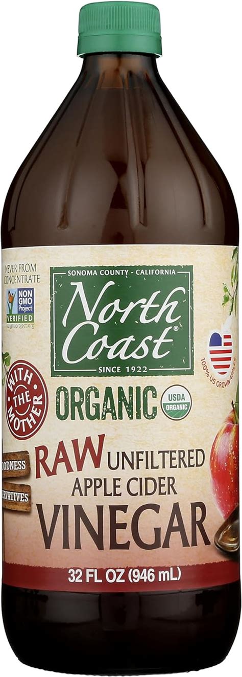 North Coast Organic Raw Unfiltered Apple Cider Vinegar Ml Pack Of