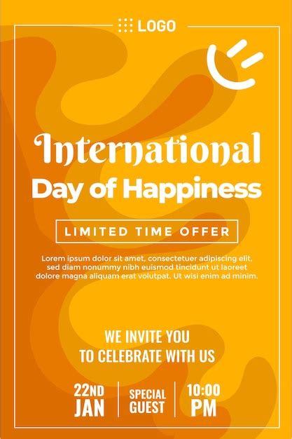 Premium Vector | Poster international day of happiness theme for promotion resource and presentation