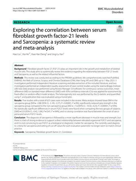 PDF Exploring The Correlation Between Serum Fibroblast Growth Factor