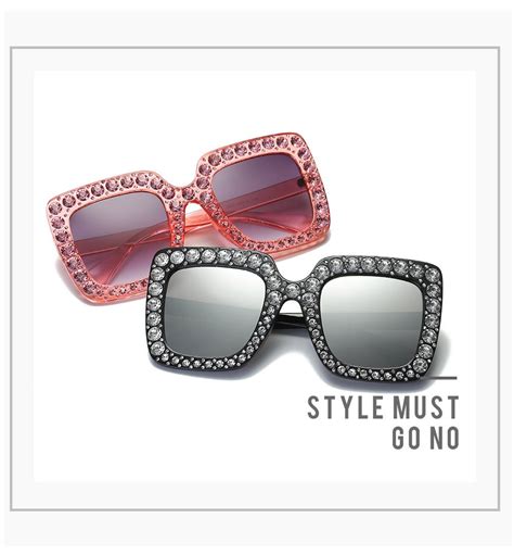 Großhandel Damen Diamant Kristall Rosa Sonnenbrille Für Frauen Großen