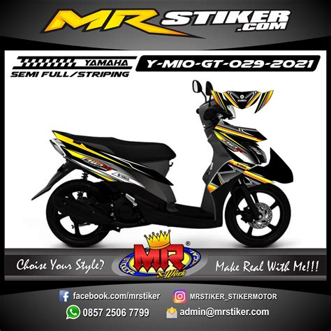 Stiker Motor Decal Yamaha Mio Soul GT Red Grunge Sporty Line Stiker