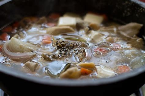 Thai Tofu Soup With Mushrooms And Vegetables Vegan