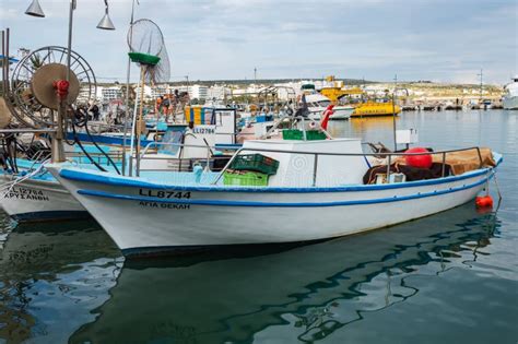 Fishing Boats At The Pier In The Sea Bay On A Summer Day Ayia NAPA