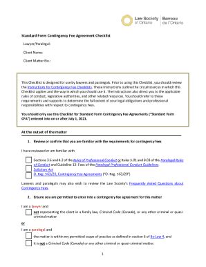 Fillable Online Standard Form Contingency Fee Agreement Standard Form