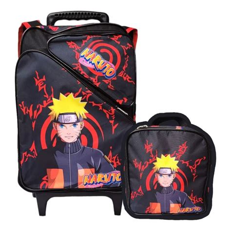 Mochila Escolar Naruto Uzumaki Desenho Rodinha Grande Lancheira