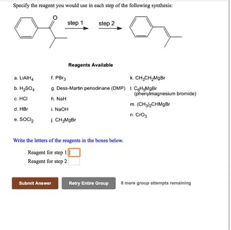 Solved Specify The Reagent You Would Use In Each Step Of The Following