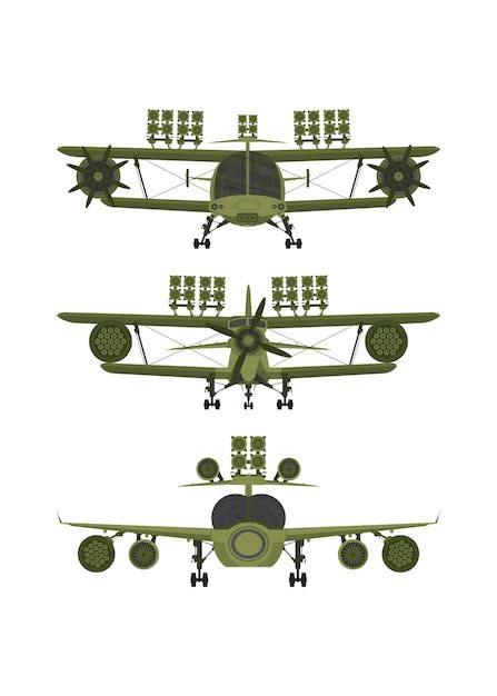 D Finir La Vue De Face De L Avion Militaire Combattant Vert Avec Des