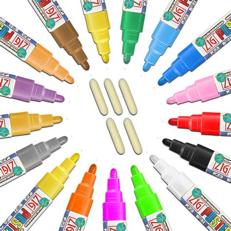 Zig Posterman Waterproof Medium 2mm Tip Marker Kit With Extra Tips