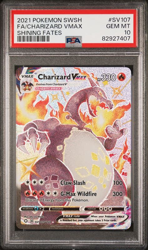 2021 Pokemon Sword Shield Shining Fates Sv107 Full Art Charizard Vmax