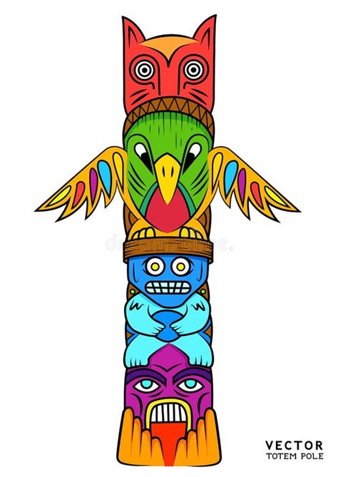 Vector Totem Pole Stock Vector Illustration Of Poles 37385076