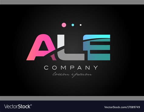 Ale a l e three letter logo icon design Royalty Free Vector