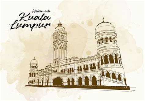 Premium Vector A Drawing Vector Of A Sultan Abdul Samad Building