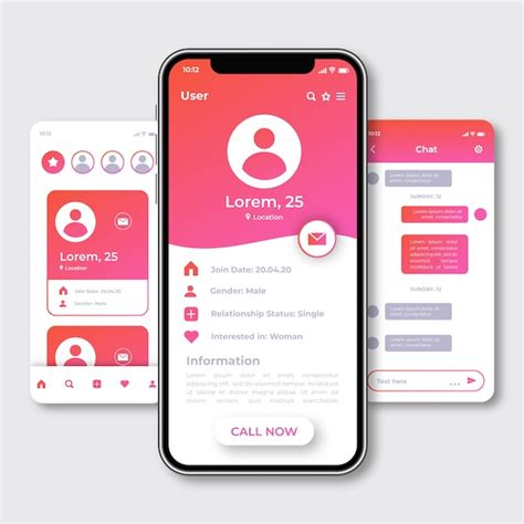 Creative Dating App Interface Screens Free Vector