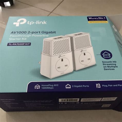 Tp Link AV 1000 2 Port Gigabit Passthrough Power Line Starter Kit