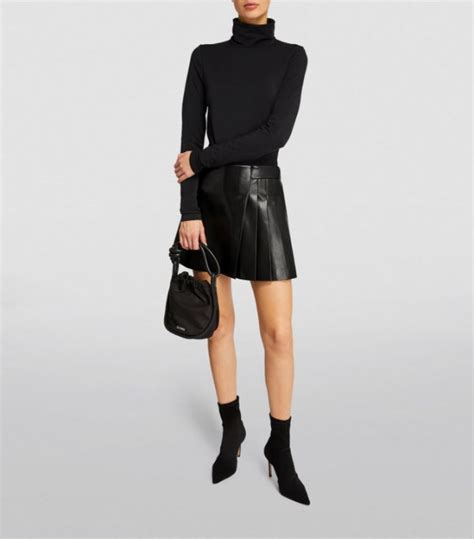 Womens Alice Olivia Black Vegan Leather Pleated Mini Skirt Harrods UK