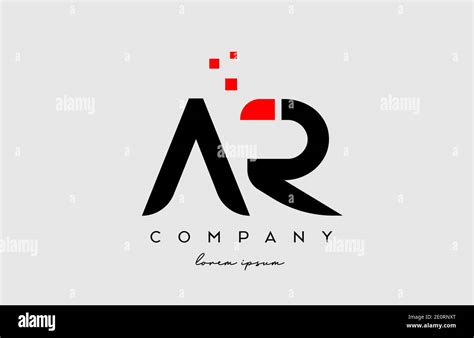 Black Red AR A R Alphabet Letter Logo Icon Combination Design For