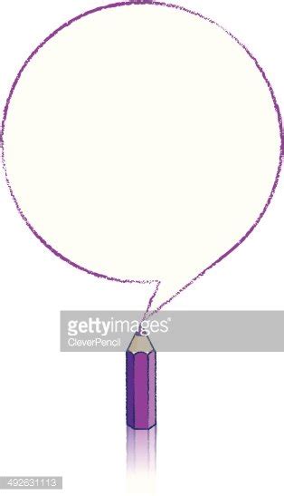 Purple Pencil Drawing Round Speech Balloon Stock Clipart Royalty Free