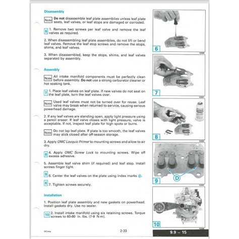 Johnson Evinrude 9 9 Thru 30 Outboard Motor Service Manual 1991 508142