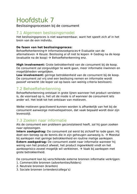 En Samenvatting Marketing Kernstof A Hoofdstuk