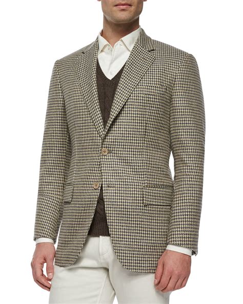 Loro Piana Madrid Check Cashmere Sport Coat In Brown For Men Lyst