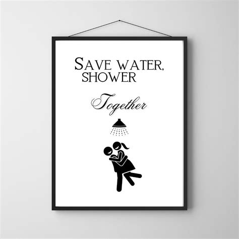 Save Water Shower Together Printable Minimalist Shower Poster Water