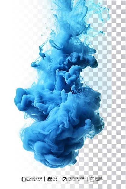 Premium Psd Graceful Vertical Blue Smoke On Isolated Transparent