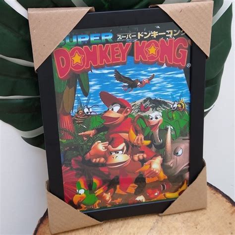 Quadro Decorativo Moldura E Vidro Donkey Kong Country Super