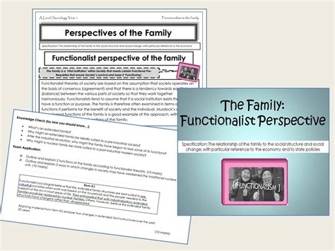 Aqa Sociology Year 1 Families And Households Functionalism And The