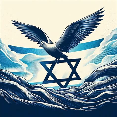 Premium AI Image Quality Vector Art Peaceful Dove Above Israel Flag